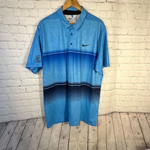 Nike Golf Polo Shirt Mens XL Blue Standard Fit  Dri Fit Mens Short Sleeve TPC - Picture 1 of 9